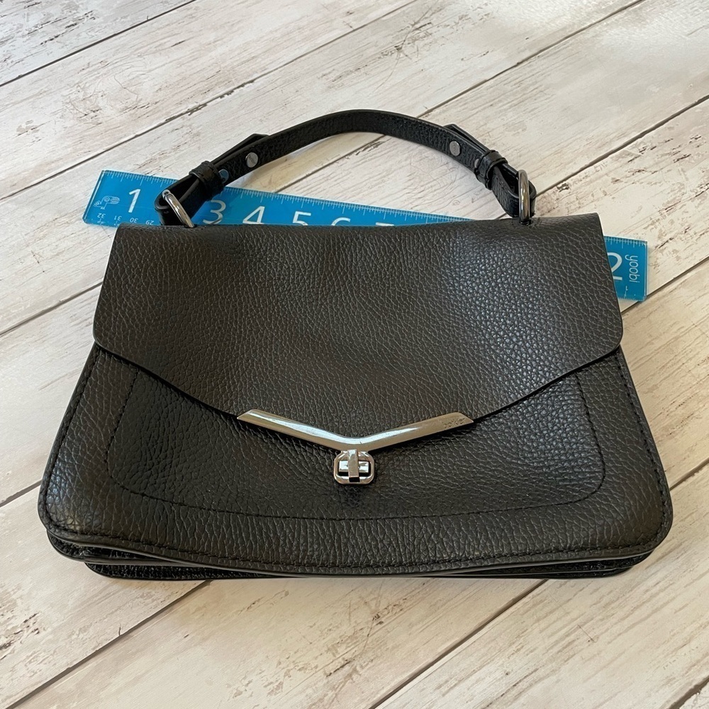 BOTKIER Valentina pebbled leather women's top handle crossbody BLACK/HEM…
